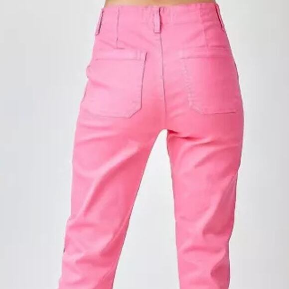RISEN Pink Denim Style High Waist Rise Joggers Casual NEW Size 5 Waist 27 - Picture 5 of 7